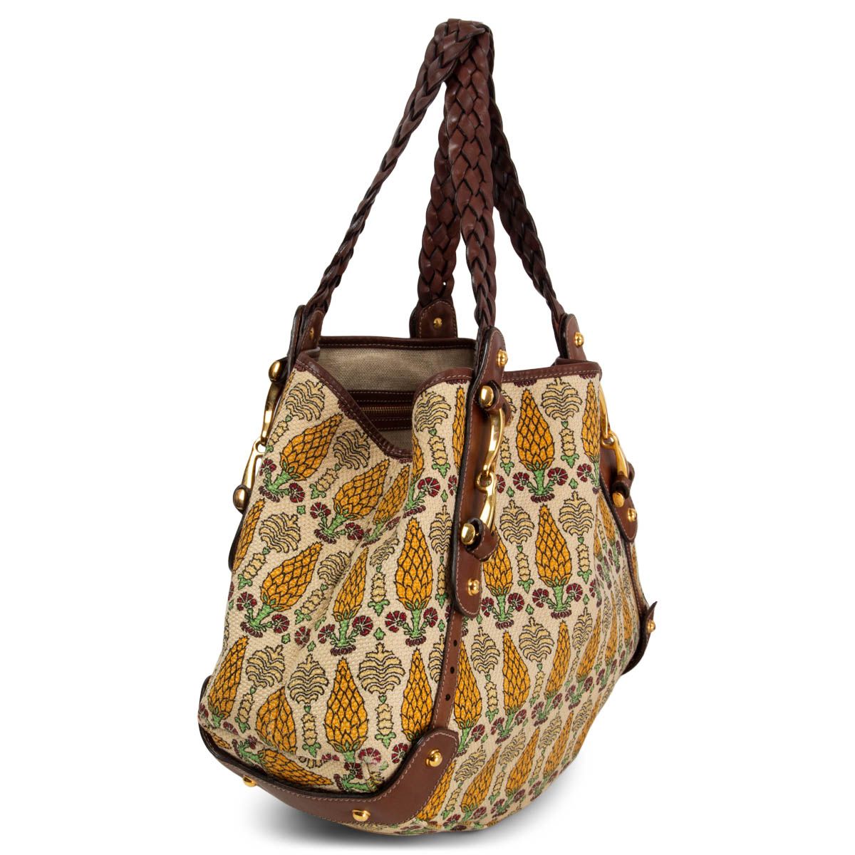 Gucci Pelham 'Gucci Garden' Shoulder Bag Pigna Print Canvas Brown Leather