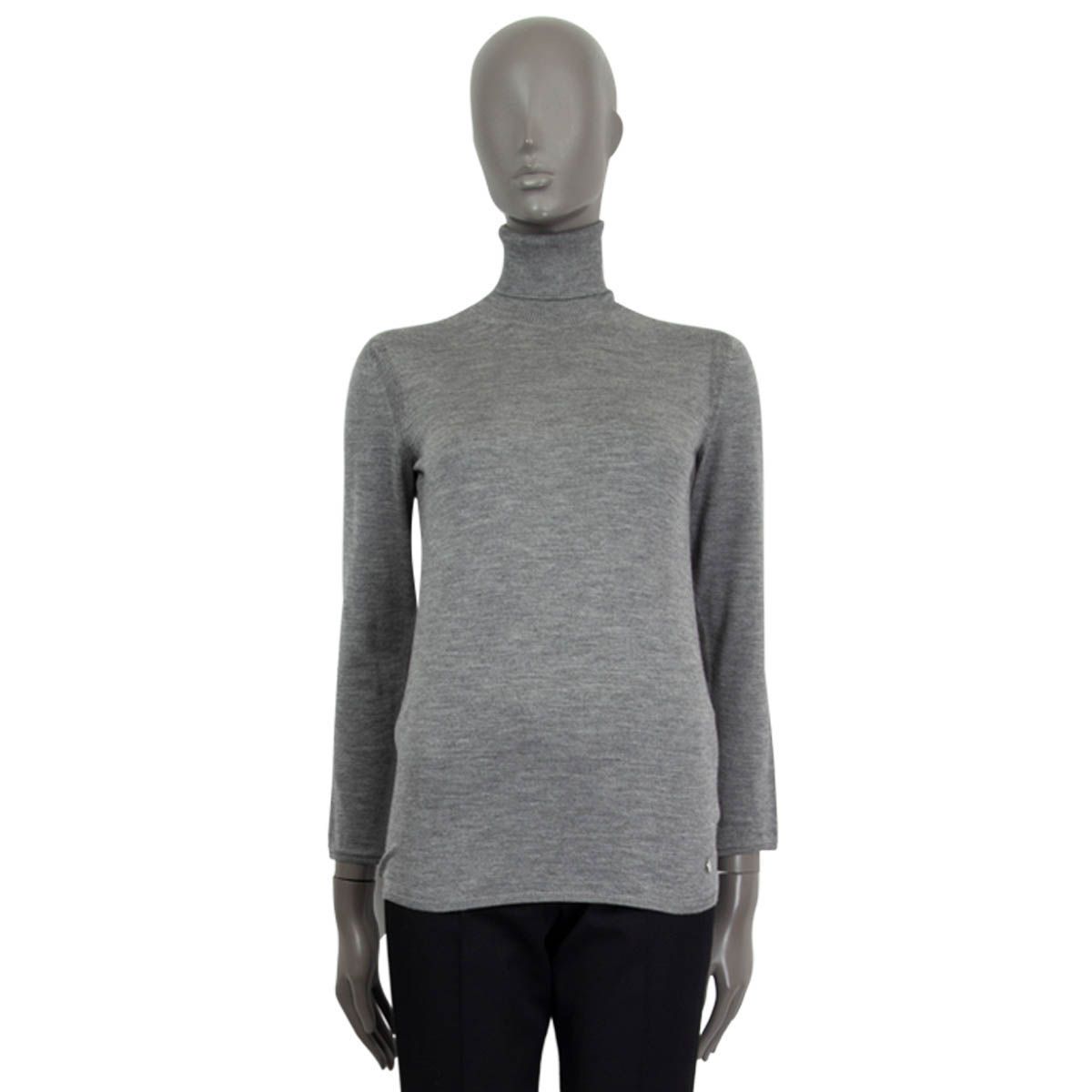 Hermes Fine-Knit Turtleneck Sweater Heather Grey