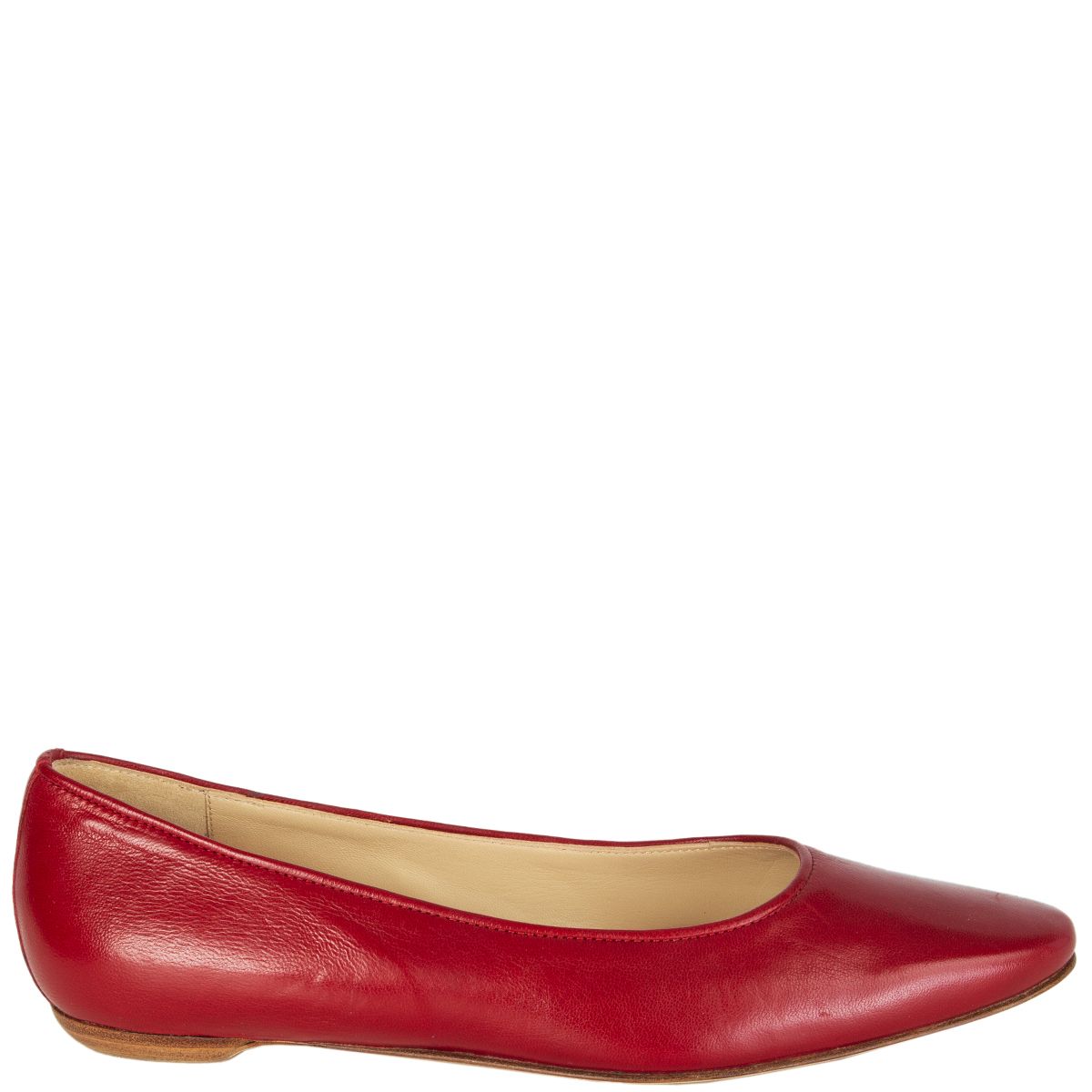 Manolo Blahnik Leather Red Hangisi Heeled Ballerinas Shoes Womens Shoes Flats and flat shoes Ballet flats and ballerina shoes 