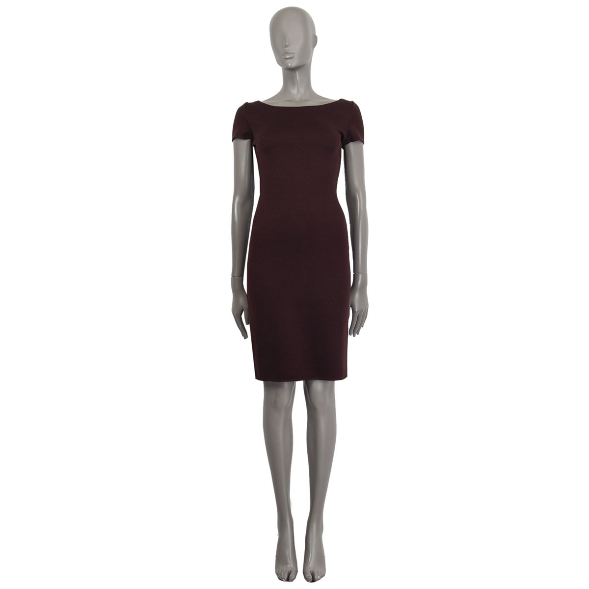 Prada Short-Sleeve Burgundy Knit Dress