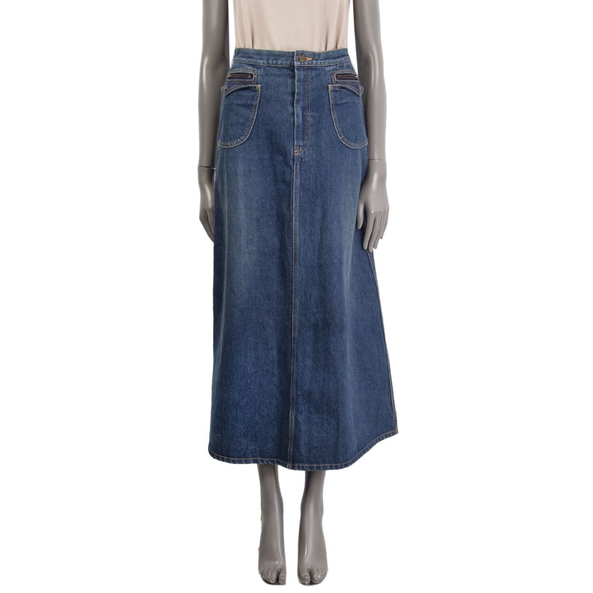 Saint Laurent With Pockets Full-Length Denim Skirt