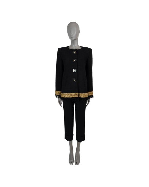 Chanel 2017 Cosmopolite Embroidered Tweed Jacket Black