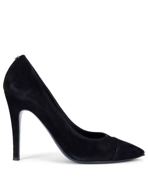 Chanel Pointed Toe Pumps Black Suede 38.5 