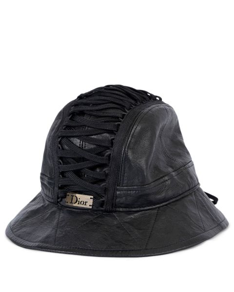 Christian Dior Vintage Corset Bucket Hat Black Lambskin