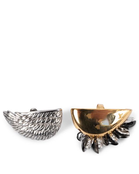 Louis Vuitton 2018 Bionic Wings & Leaves Earrings Silver/Gold