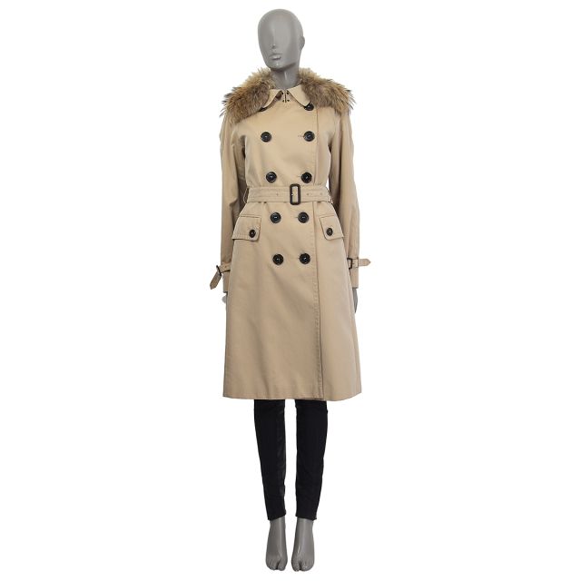 Burberry Belted Trench Coat Beige Cotton, Burberry London Camel Cashmere Wool Coat With A Removable Fur Collar
