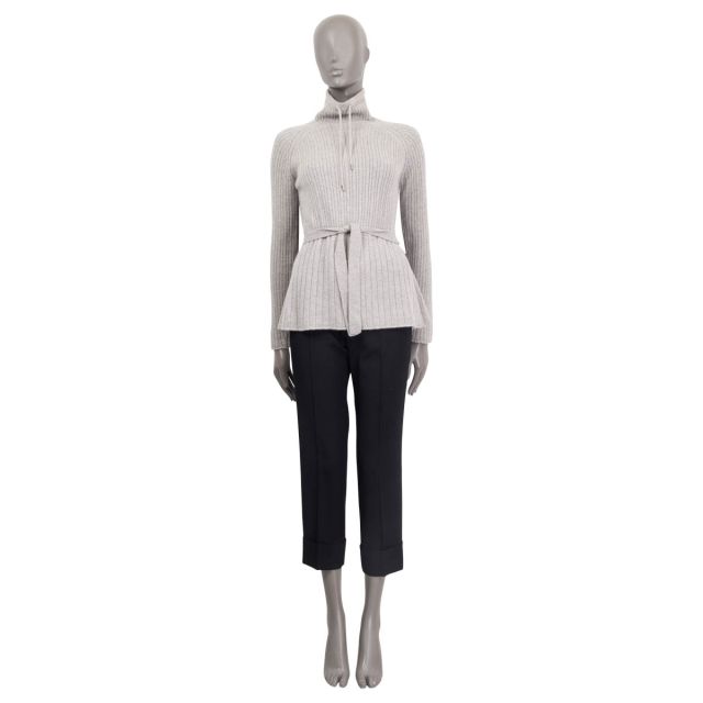 Hermes Fine-Knit Turtleneck Sweater Heather Grey Cashmere Silk
