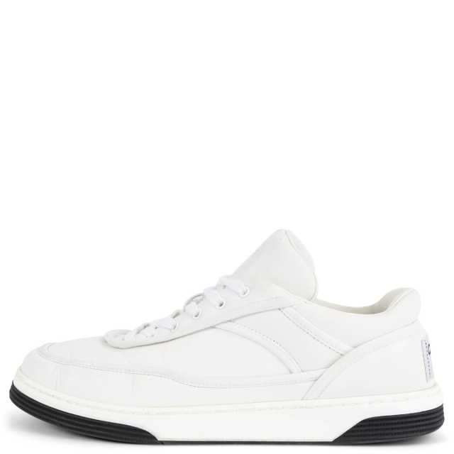 authentic Chanel 2022 Logo Low Top Leather Sneakers White 38.5