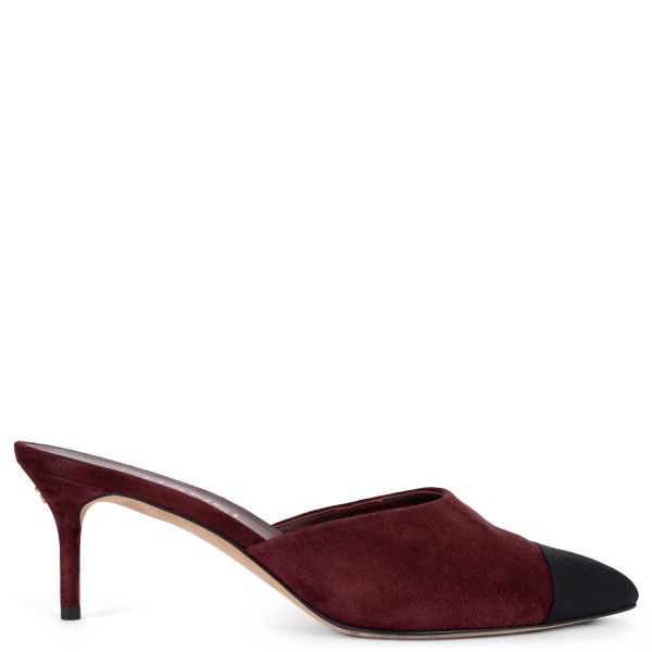 Chanel 2016 Rome Suede Mules Burgundy