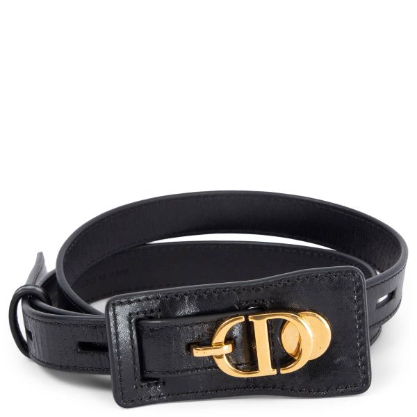 Christian Dior Montaigne Bobby CD Leather Belt Black