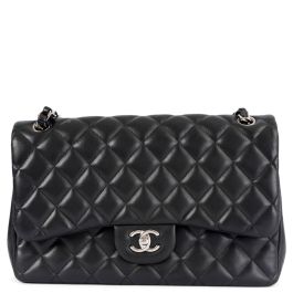 Chanel Classic Large Timeless Double Flap Bag Black Lambskin