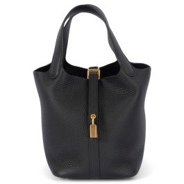 Hermes Touch Picotin Lock Bag 18CM with Ostrich Handle Taurillon Clemence  Leather Hardware, I2 Nata/9R