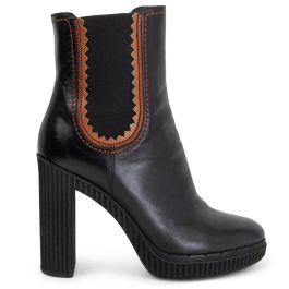 Tod's Platform Ankle Boots Black Brown Leather