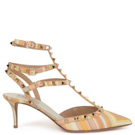 tall Required Pedigree Valentino Multicolor Native Couture 1975 Rockstud 65 Ankle Strap Pumps 42
