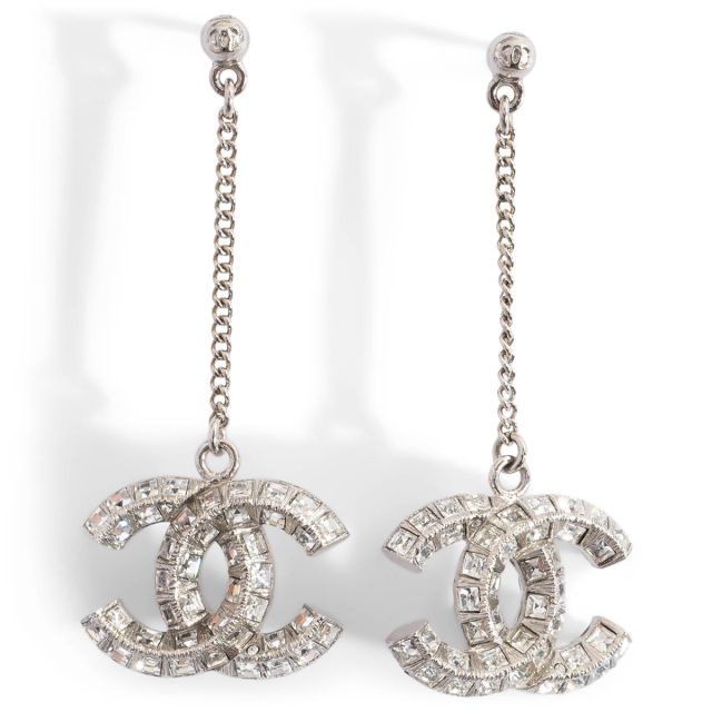 Chanel 2020 CC No 5 Crystal Drop Earrings 20S